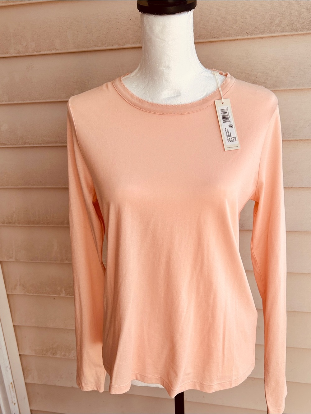 NWT Rebecca Taylor Women’s Long Sleeve Crew Neck Top - Peach, Size Medium